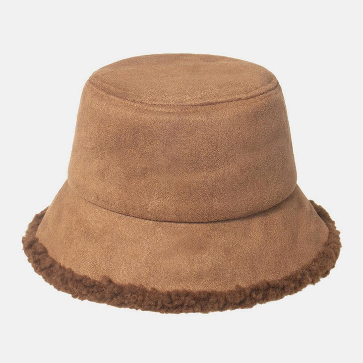 Unisex Lamb Hair Suede Plus Thicken Warm Windproof Soft All-match Bucket Hat - Trendha