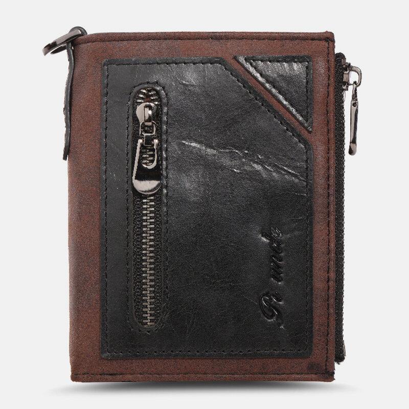 Men Bifold RFID Anti-theft Genuine Leather Wallets Short Large Capacity Multi-card Slot Card Holder Coin Purse Money Clip - Trendha