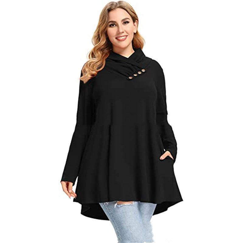 Women's Crinkle Collar Plus Size Top Long Sleeve Tunic - Trendha