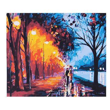 Romantic street lights DIY Painting By Numbers Handpainted Oil Painting Living Room Home Wall Decor Artwork - Trendha