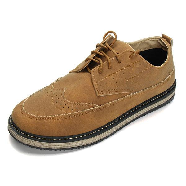 Men Casual Retro British Style Leather Brogue Oxfords Shoes - Trendha