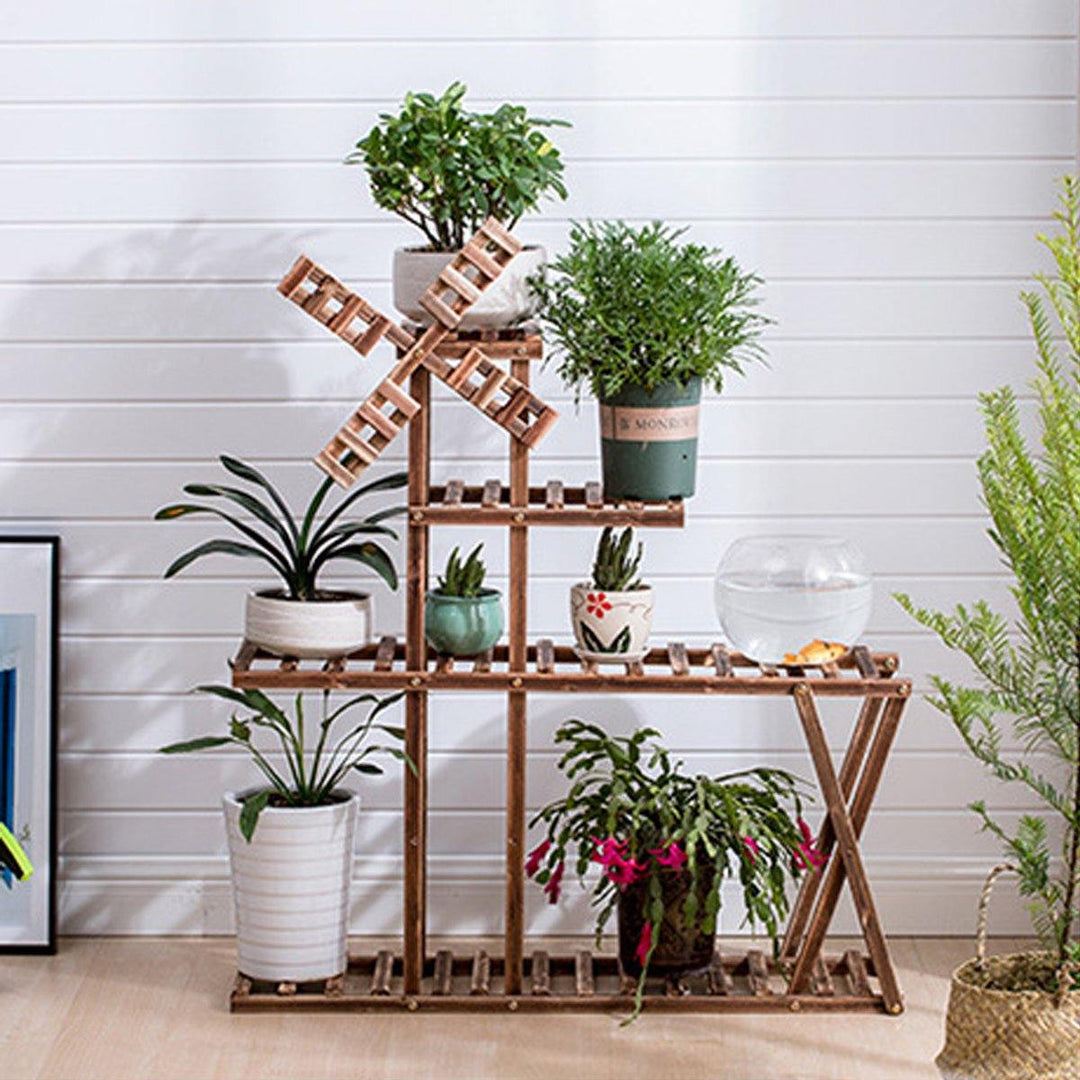 Wooden Plant Stand Garden Planter Flower Pots Stand Shelf Indoor Outdoor - Trendha
