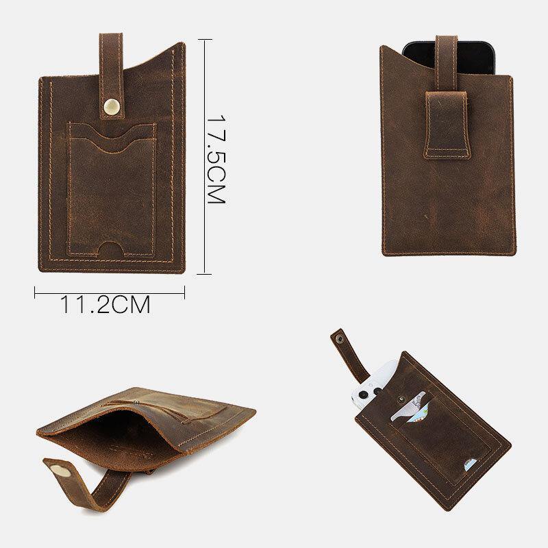 Men EDC Genuine Leather Cowhide 6.5 Inch Phone Bag Belt Sheath Waist Bag - Trendha