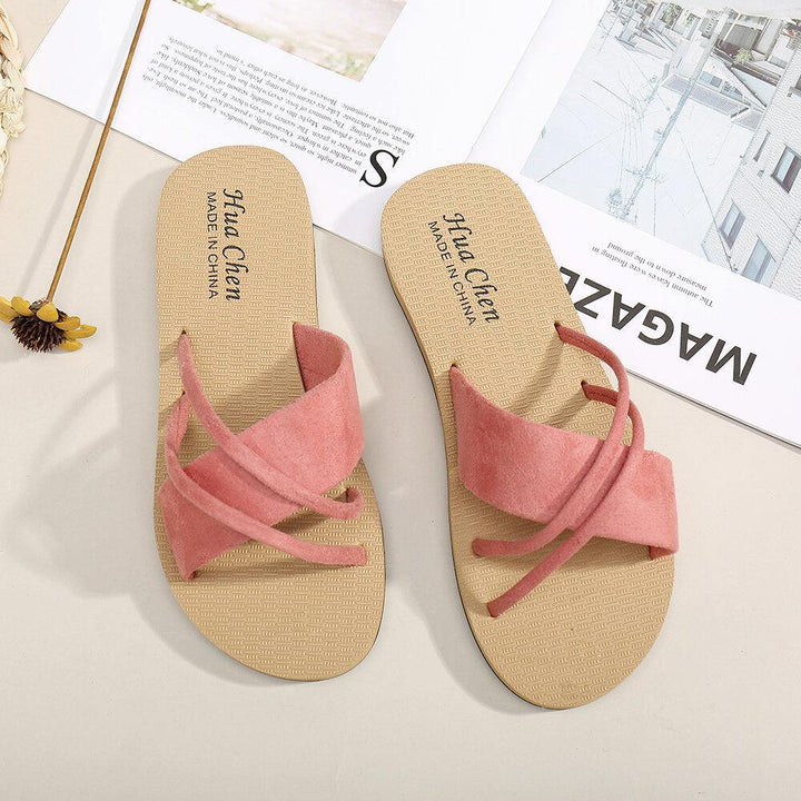 Women Crossing Band Solid Color Soft Sole Flats Slippers - Trendha