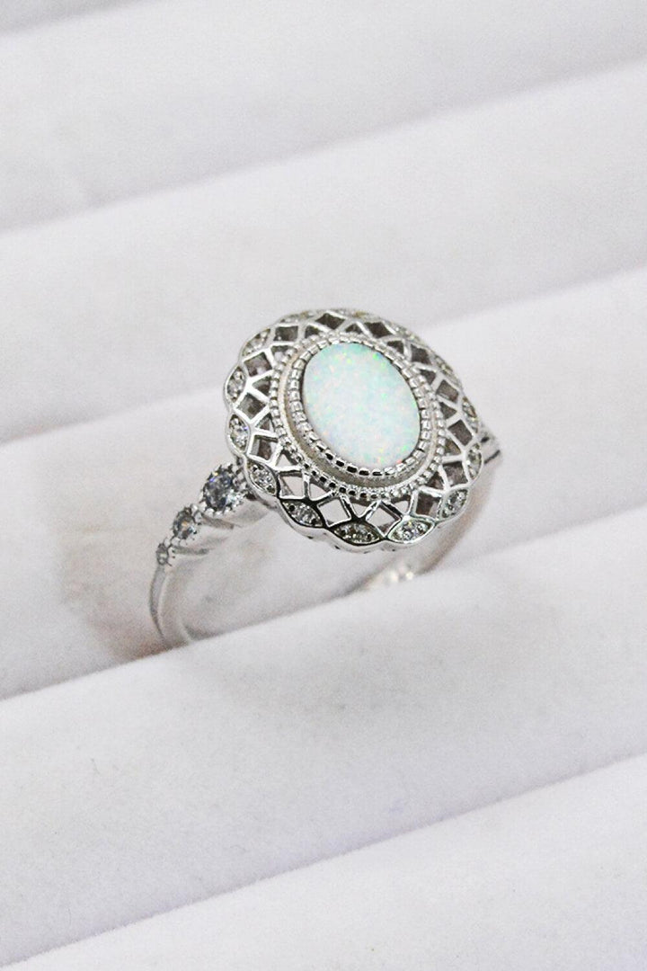 Feeling The Love 925 Sterling Silver Opal Ring - Trendha