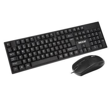 MIXIE X2 USB Wired Waterproof Business Office Keyboard and 1000DPI Office Mouse for PC Laptop - Trendha