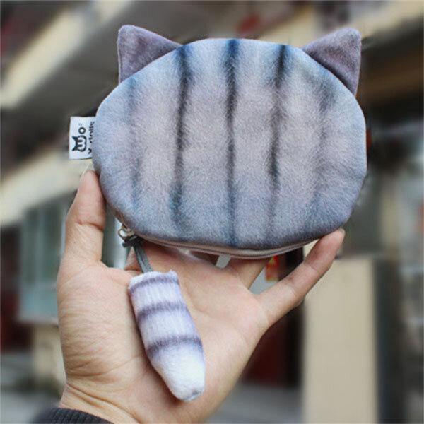 Women Plush Cartoon Cat Head Personality Cute Small Coin Bag Storage Bag - Trendha