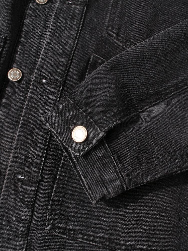 Mens Vintage Washed Distressed Multi-Pocket Stylish Casual Denim Jacket - Trendha