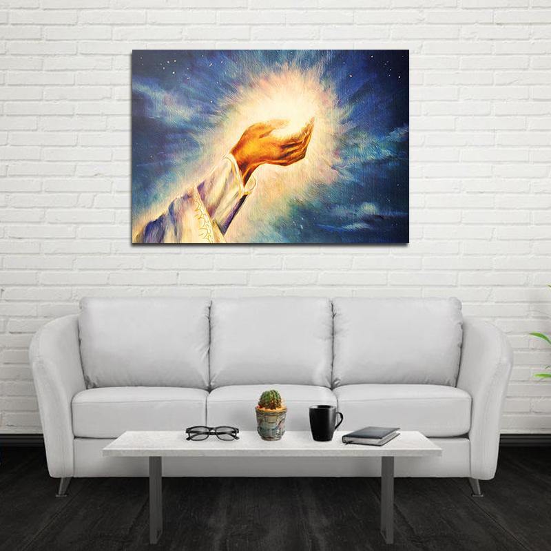Miico Hand Painted Oil Paintings Light of Christ Wall Art Home Decoration Paintings - Trendha