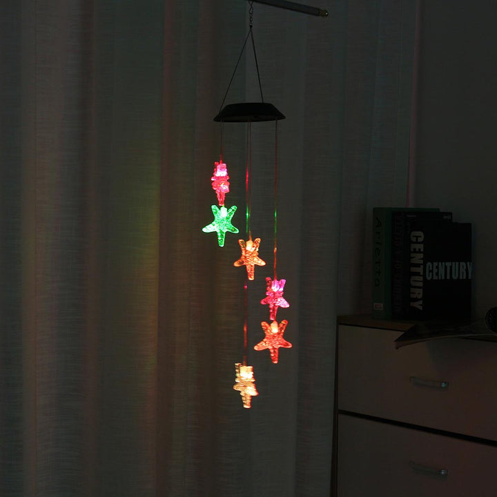 Solar Powered LED Wishing Bottle Wind Chime Hanging Light Color Changing Lamp Garden Decor Room - Trendha