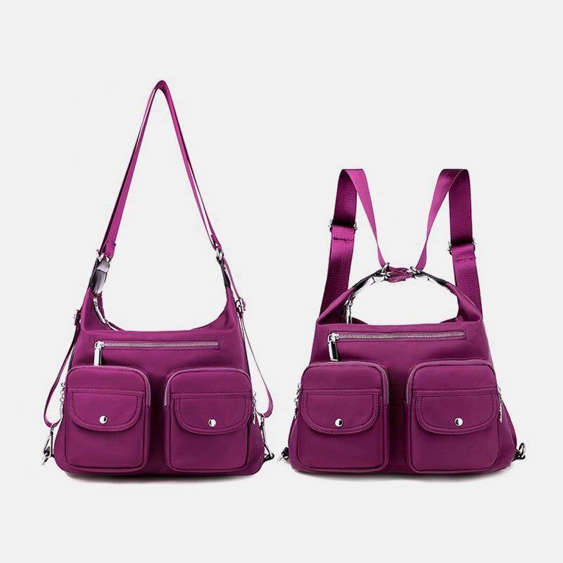 Women Waterproof Multi-Carry Multi-pocket Solid Crossbody Bag Backpack - Trendha