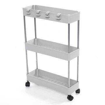 3/4 Tiers Slim Trolley Storage Holder Rack Desktop Organizer Kitchen Bathroom - Trendha
