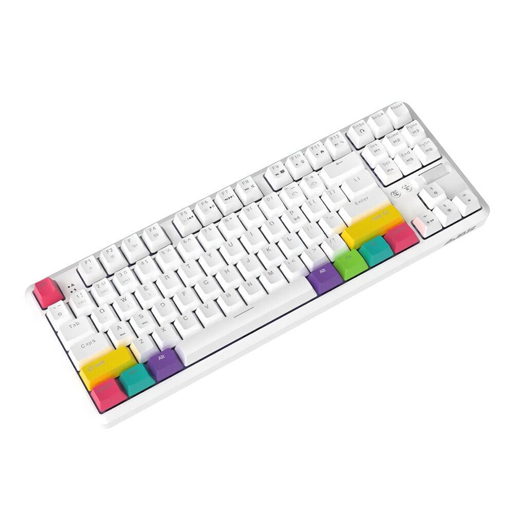 AJAZZ K870T 87 Keys Mechanical Keyboard RGB Wireless bluetooth + Type-C Wired Dual Mode Mechanical Switch Gaming Keyboard - Trendha