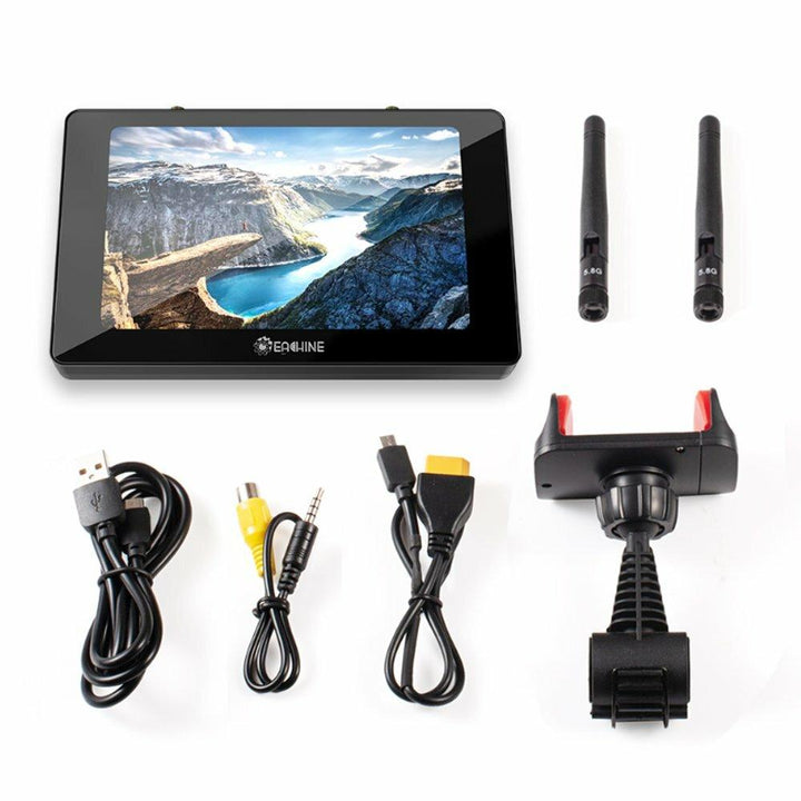 Eachine Moneagle 5 Inch IPS 800x480 5.8GHz 40CH Diversity Receiver 1000Lux FPV Monitor With DVR 360° Full View HD Display Built-in 4000mAh Battery For RC Drone Radio Controller - Trendha