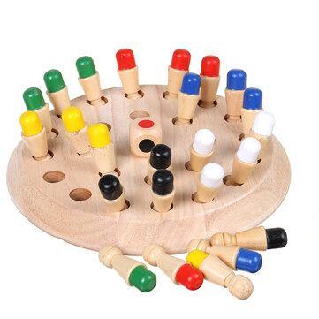 Montessori Wooden Colorful Memory Chess Game Clip Beads 3D Puzzle Learning Educational Toys for Children - Trendha