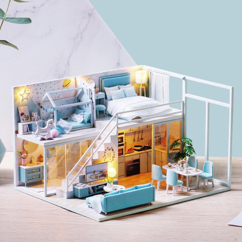 Creative DIY Handmade Assemble Doll House Miniature Furniture Kit with Music Movement LED Effect Dust Proof Cover Toy for Kids Birthday Xmas Gift House Decoration - Trendha