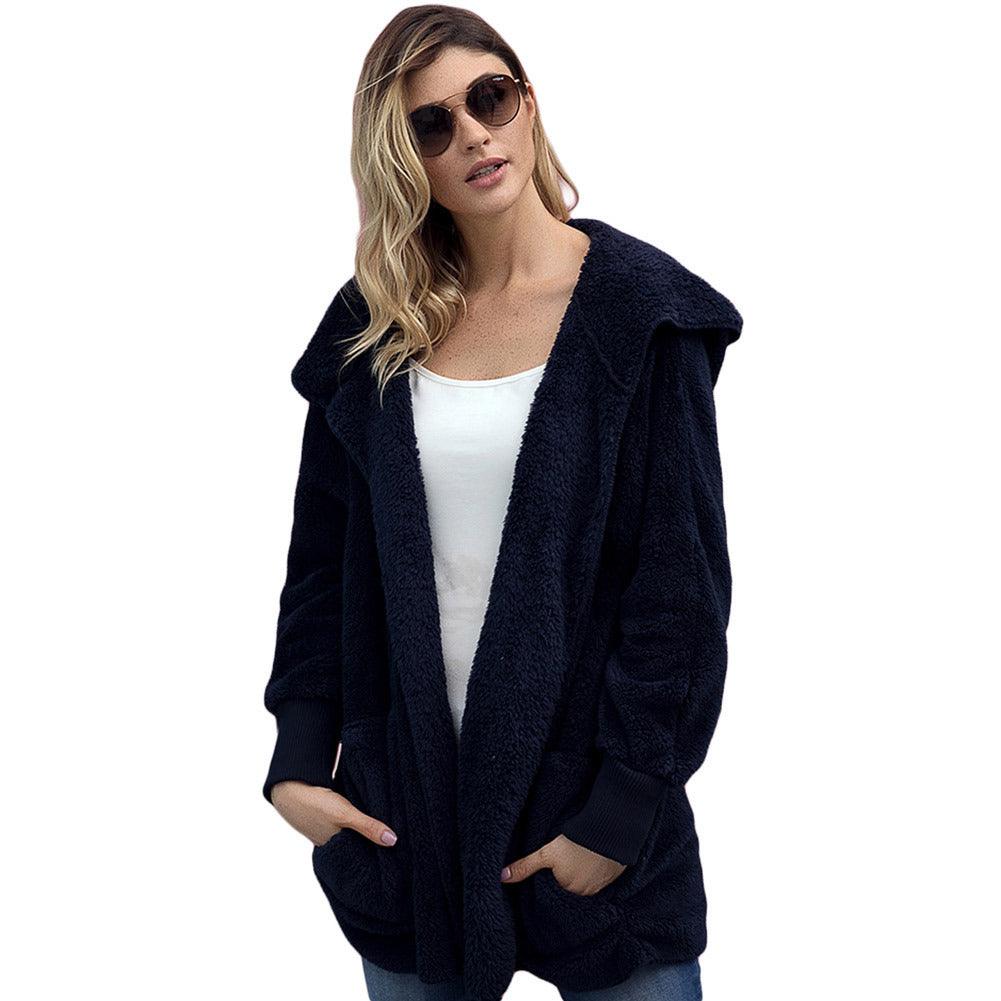 Women's Winter New Solid Color Cardigan Plush Jacket - Trendha