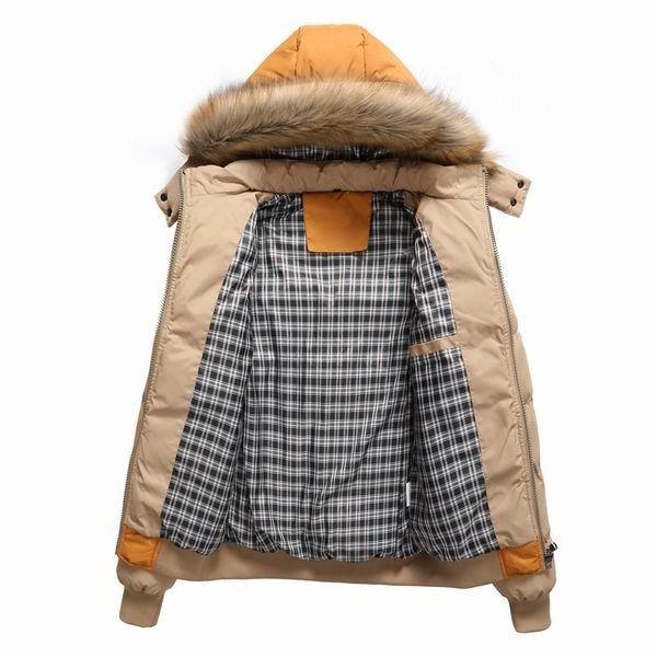Mens Thick Warm Coat Color Splicing Detachable Hooded Puffer Jacket - Trendha