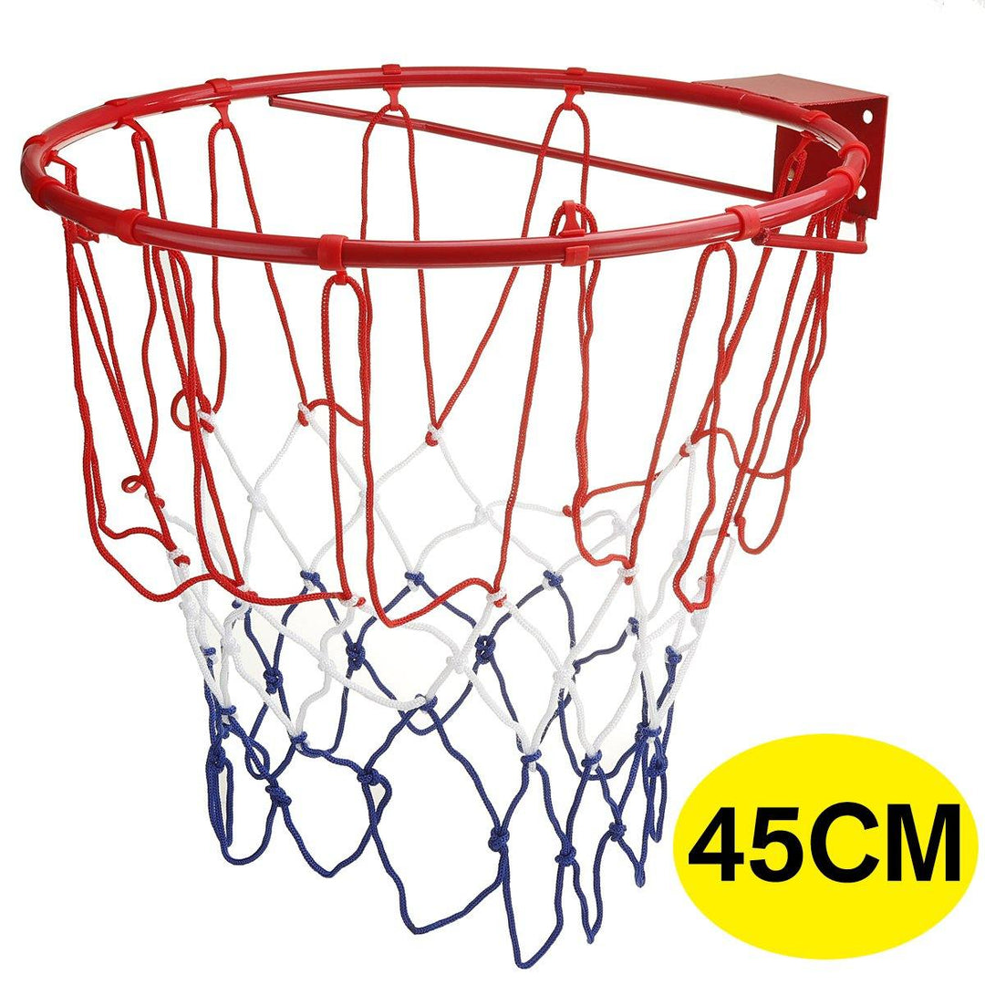 32/45CM Heavy Duty Steel Wall Mounted Basketball Hoop Rim and Net for Indoor Outdoor Sport Basketball Training - Trendha