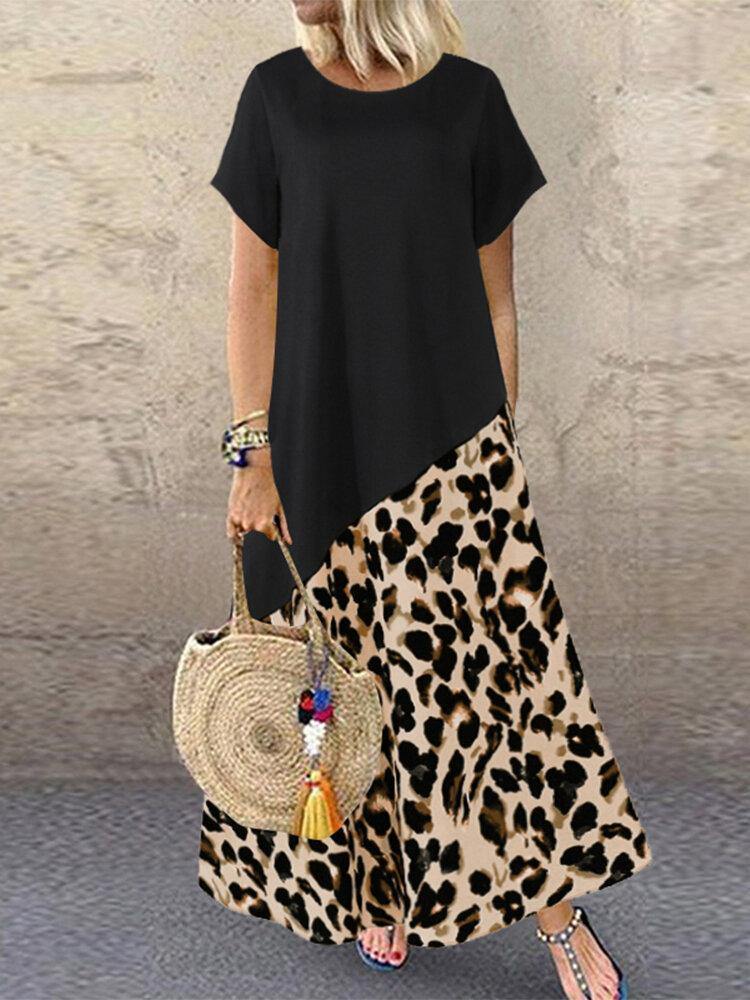 Leisure Leopard European Style Summer Blouse Wirh Pocket For Women - Trendha