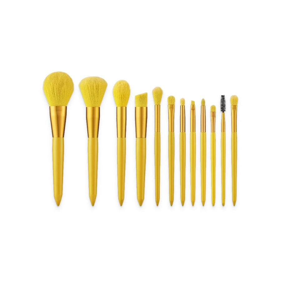 Yellow Makeup Brush Set 12pcs - Trendha