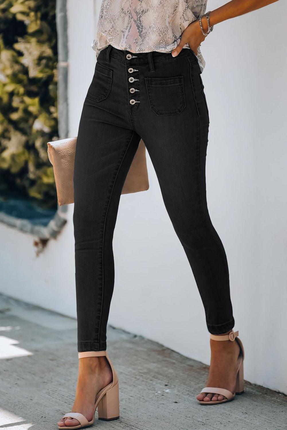 Button Fly Skinny Jeans - Trendha
