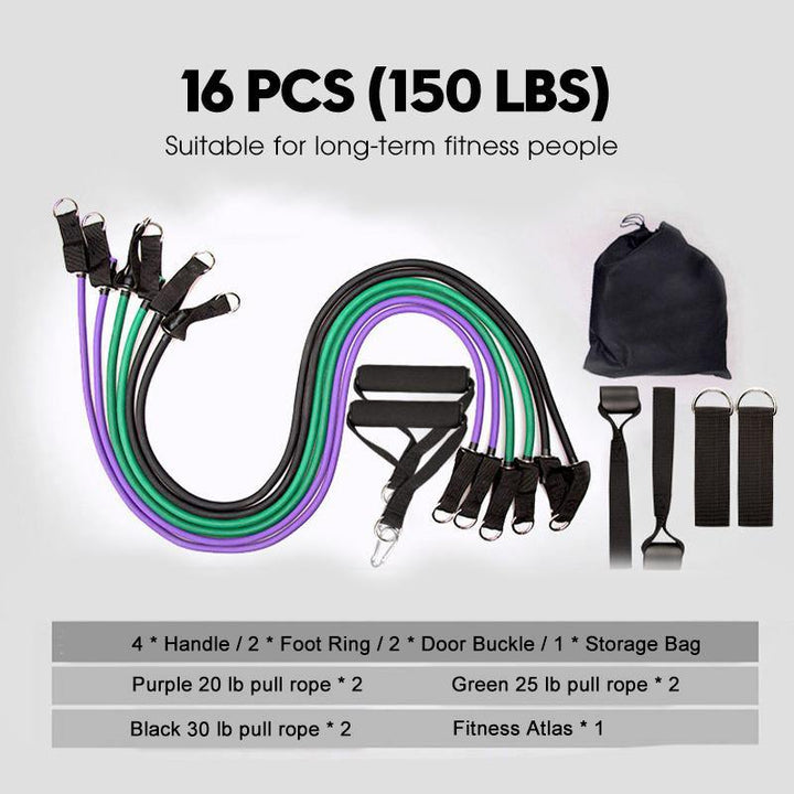 10-16Pcs/Set Resistance Bands Yoga Rubber Tubes Home Fitness Pull Rope Gym Exercise Tool - Trendha