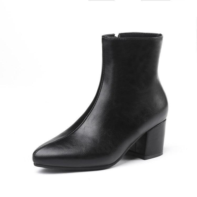High Heel Pointed Toe Low Women Martin Boots - Trendha