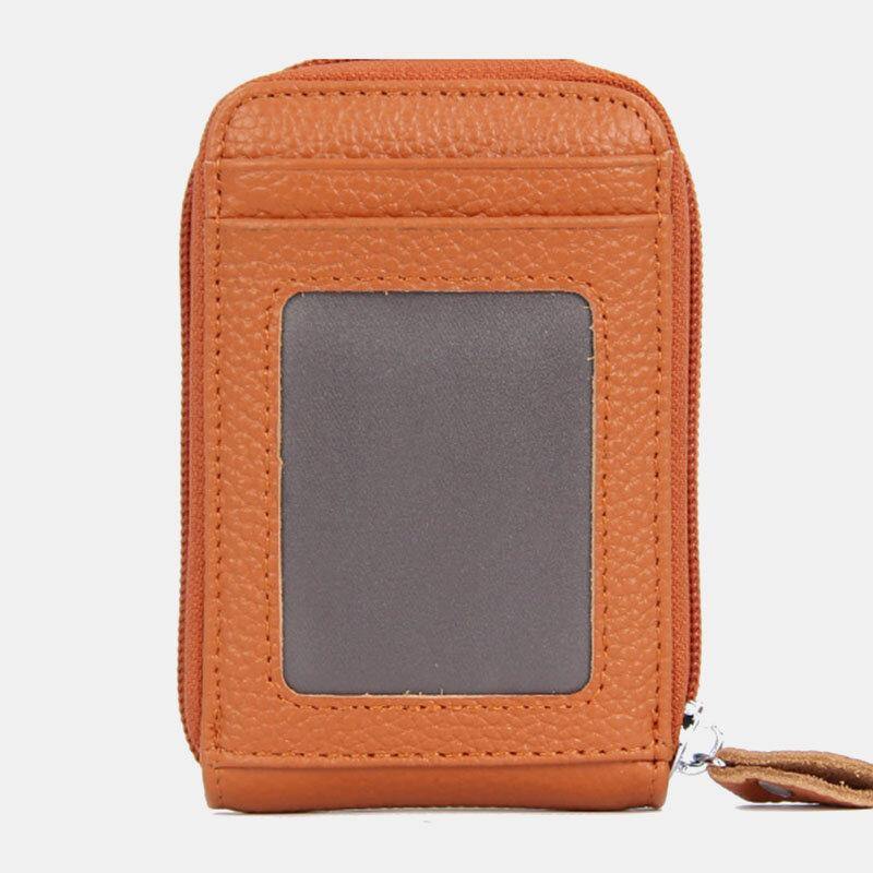 Women Genuine Leather RFID Anti-theft Organ Shape Multi-slot Card Case Card Holder Wallet - Trendha