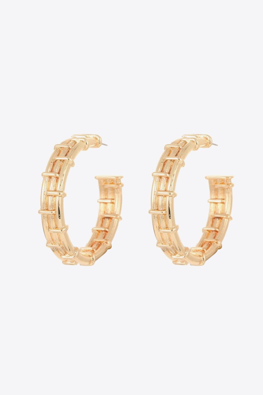 18K Gold-Plated Alloy C-Hoop Earrings - Trendha