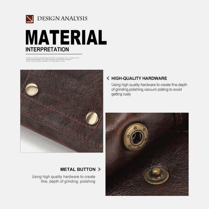 Men Genuine Leather Retro Business Foldable Card Holder Wallet - Trendha