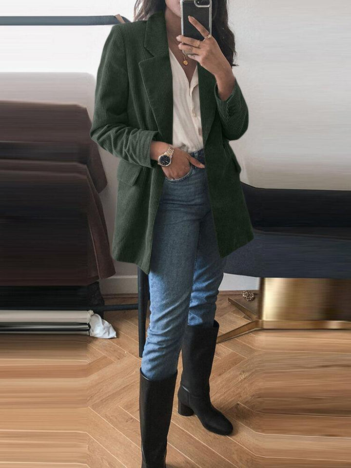 Women Corduroy Solid Color Stylish Casual Blazer With Pocket - Trendha