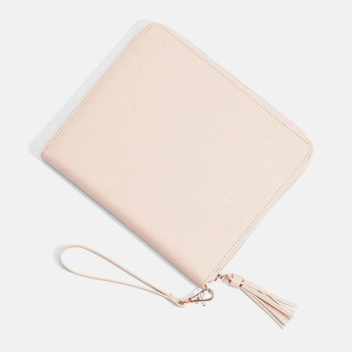 Women Leather Solid Color Multifunction Tassel 6 Card Slots Pen Phone Bag Clutch Bag - Trendha