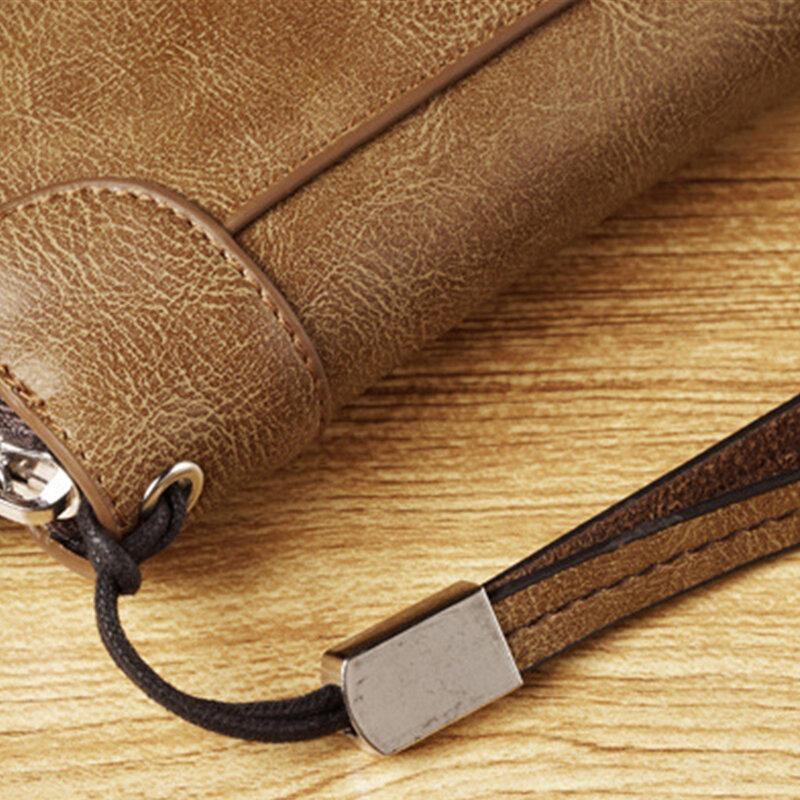 Men Faux Leather Multi-slots Retro Business Large Capacity 5.5 Inch Phone Bag Clutch Purse Card Holder Wallet - Trendha