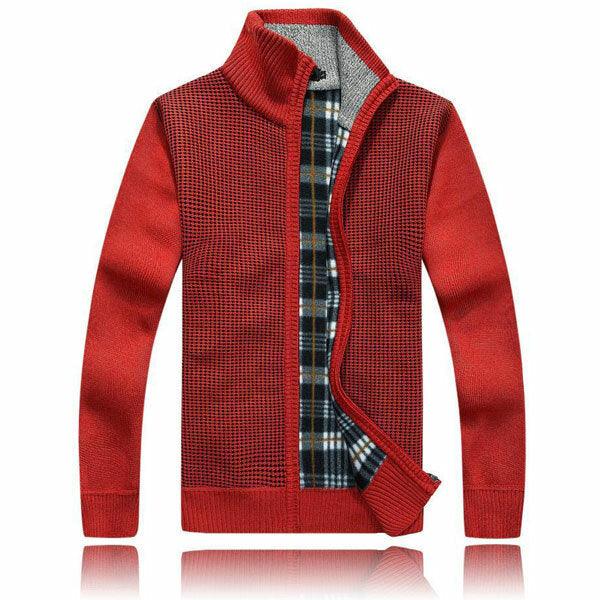 Men's Knitted Wool Blend Thick Polar Fleece Lining Sweater Cardigans - Trendha