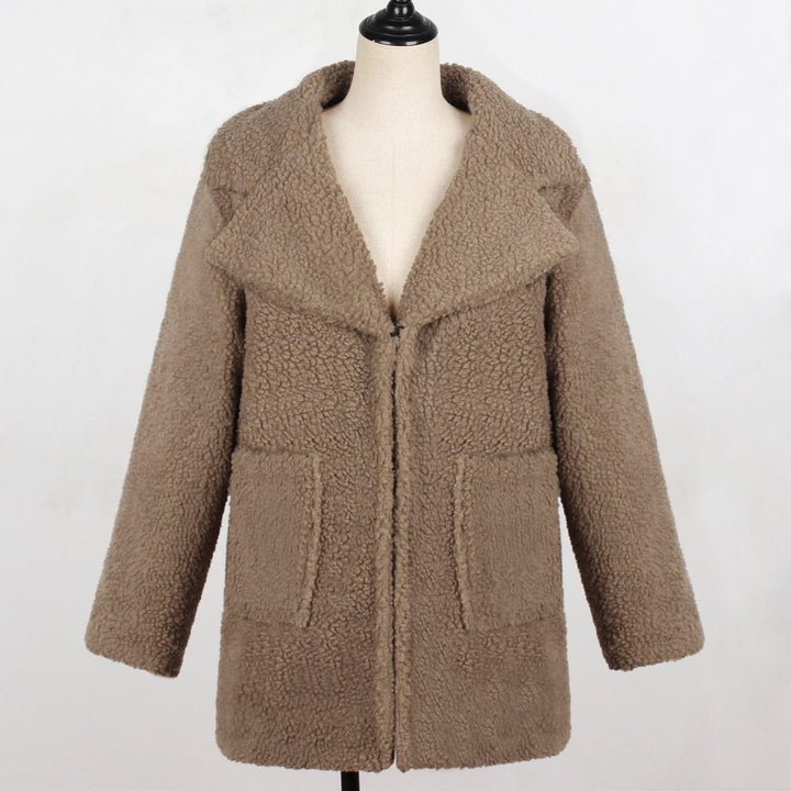 Long faux fur coat suit collar women casual coat - Trendha