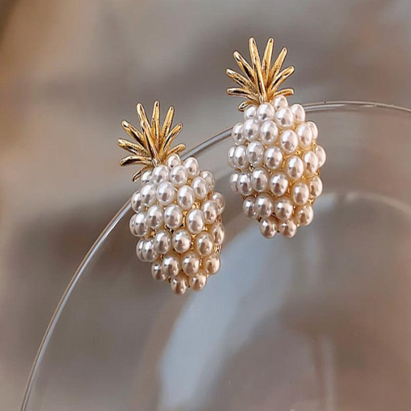 Pineapple Pearl Earrings - Trendha
