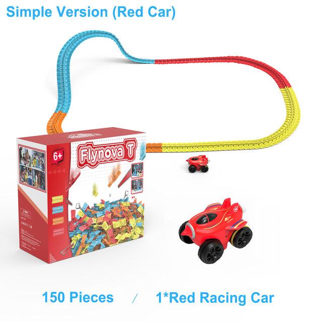 FLYNOVA T DIY Racing Car Set Most Flexible Track Play Set With LED Light Railway Assemble Track Gift For Kids Boys Dropshipping - Trendha