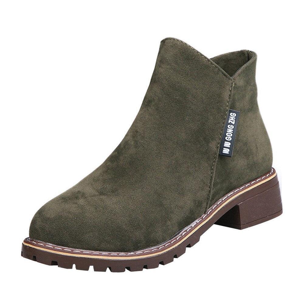 Frosted Martin Boots Low Heel Booties - Trendha