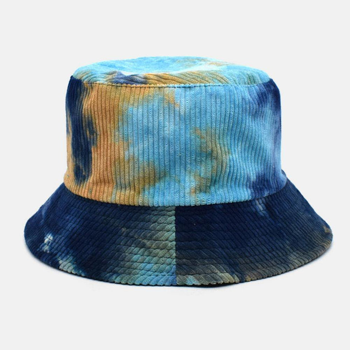 Unsiex Double-sided Tie-dye Corduroy and Cotton Warm Soft Outdoor Casual All-match Bucket Hat - Trendha