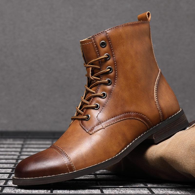 Men's Martin Boots Men's Shoes Pointed Toe Retro Leather Boots - Trendha
