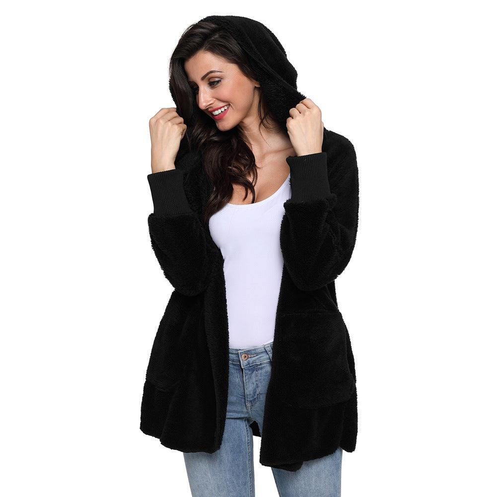 Women's Winter New Solid Color Cardigan Plush Jacket - Trendha