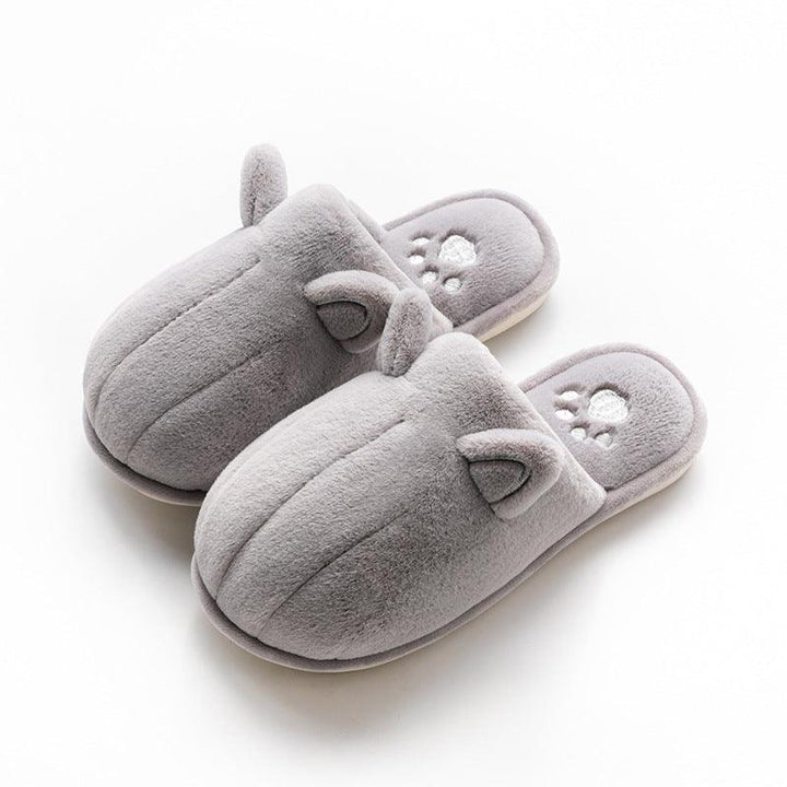 New women's shoes cute cat's claw home couple warm cotton slippers - Trendha