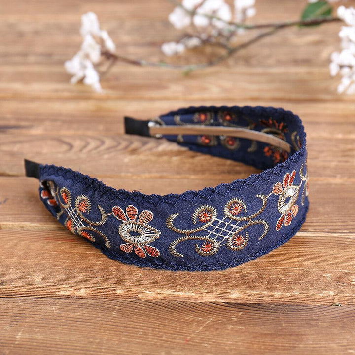 Ethnic Embroidery Lace Girl Headband Rural Girl Wind Suede Floral Fabric Headband Hair Accessories - Trendha