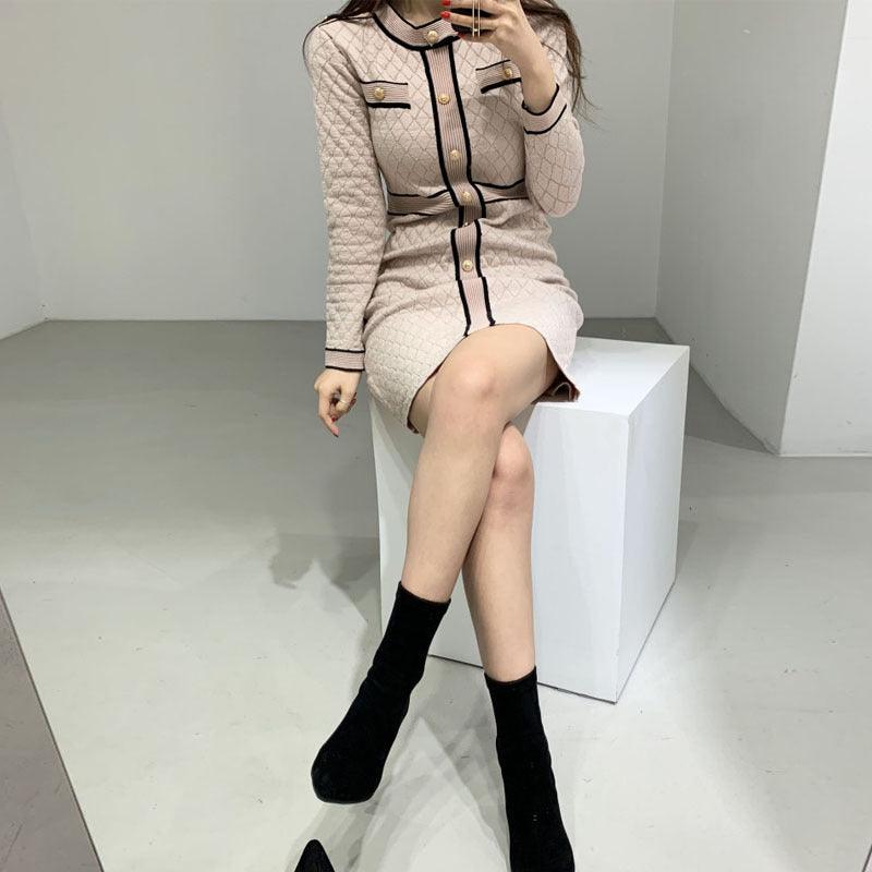 Slim and foreign style knitted dress - Trendha