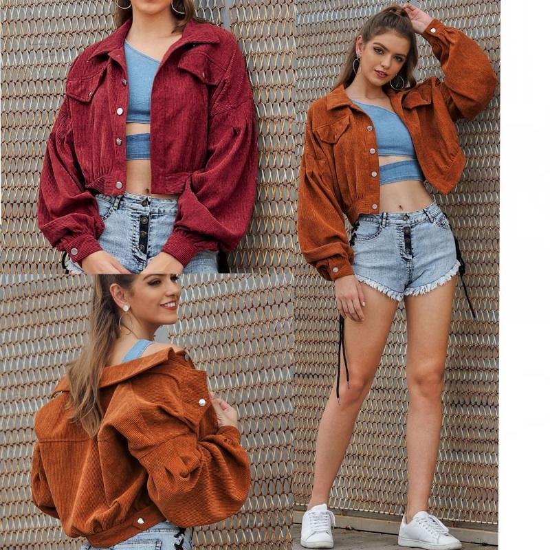 Corduroy Long Sleeve Jacket - Trendha