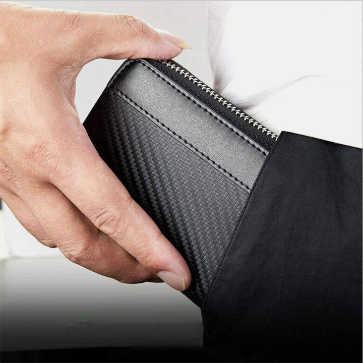 Unisex Microfiber Carbon Fiber Patchwork Coin Purse Card Case Wallet With Keychain - Trendha