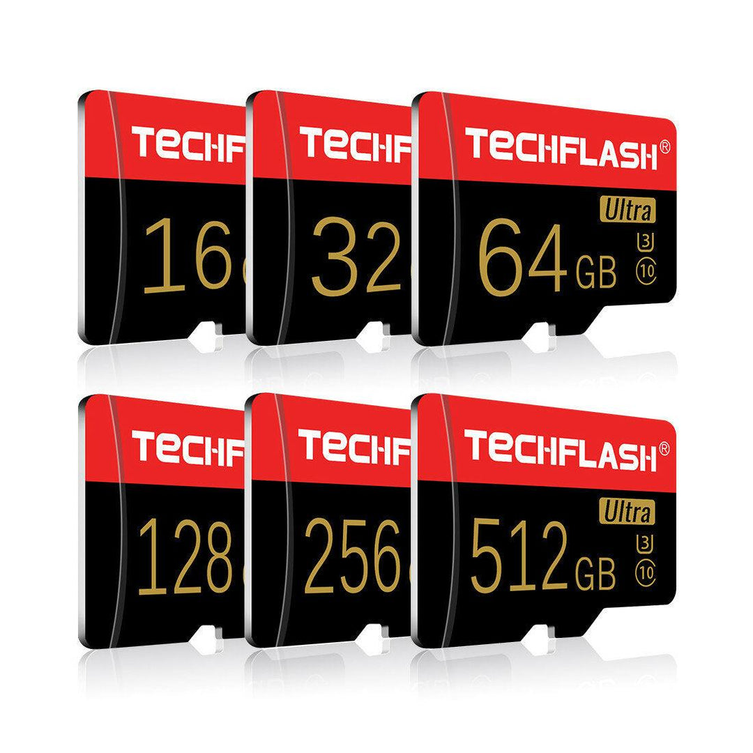 TECHFLASH 4GB-256GB Class 10 TF Memory Card Flash Drive With Card Adapter Black-Gold Card Style For iPhone 12 Smartphone Tablet Switch Speaker Drone Car DVR GPS Camera - Trendha