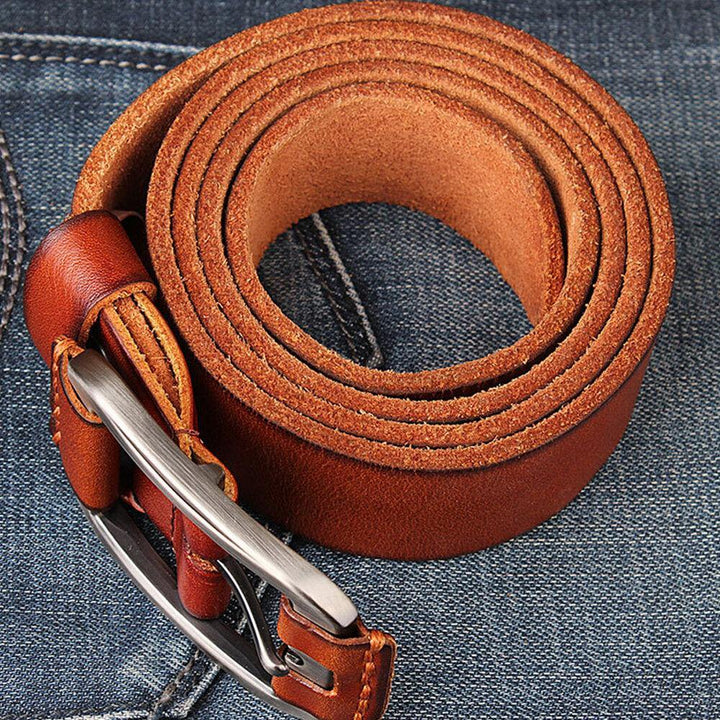 Genuine Leather Men's Belt Casual Waistband Waist Strap Pin Retro Belt - Trendha