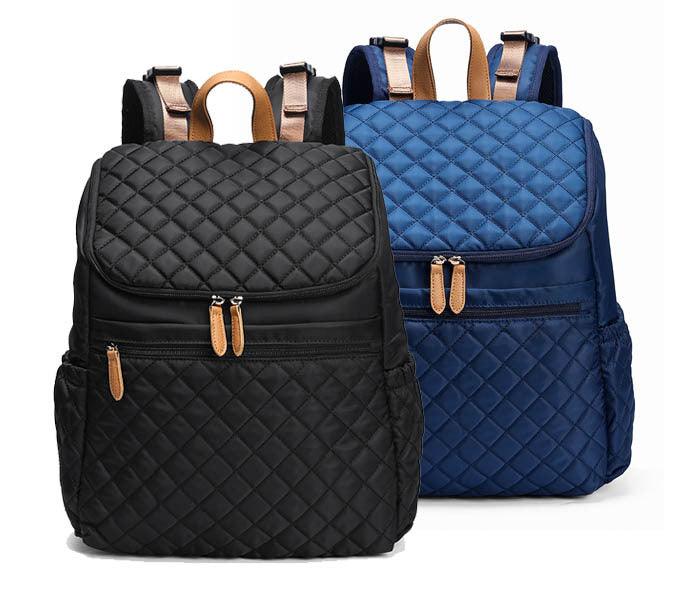 Quilted-Look Nylon Changing Backpack